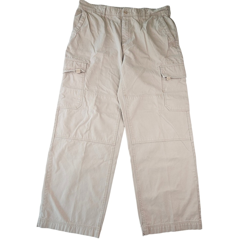 Gap Vintage Y2K Heavyweight Cargo Pants Tan Khaki Cotton 38x32 PK798